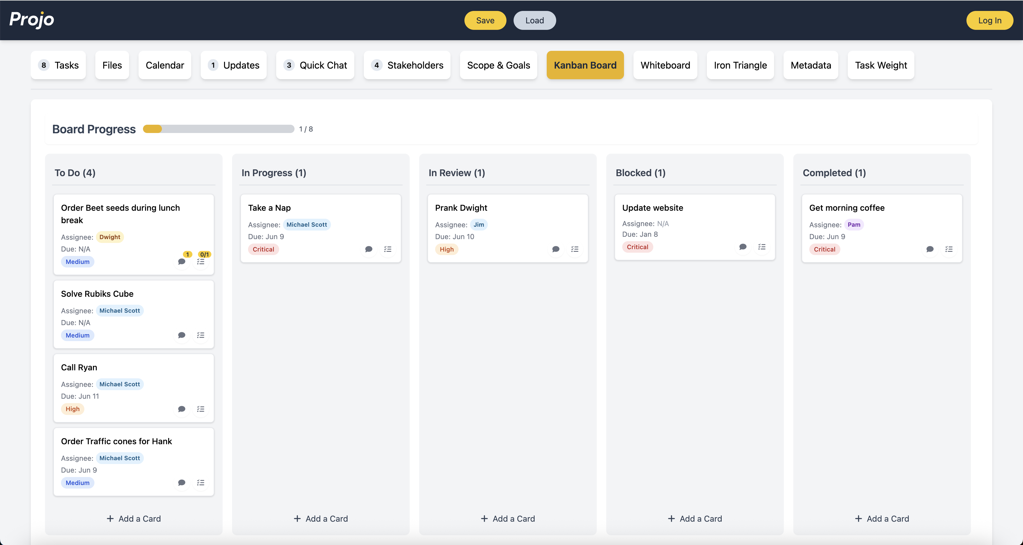 Kanban board feature